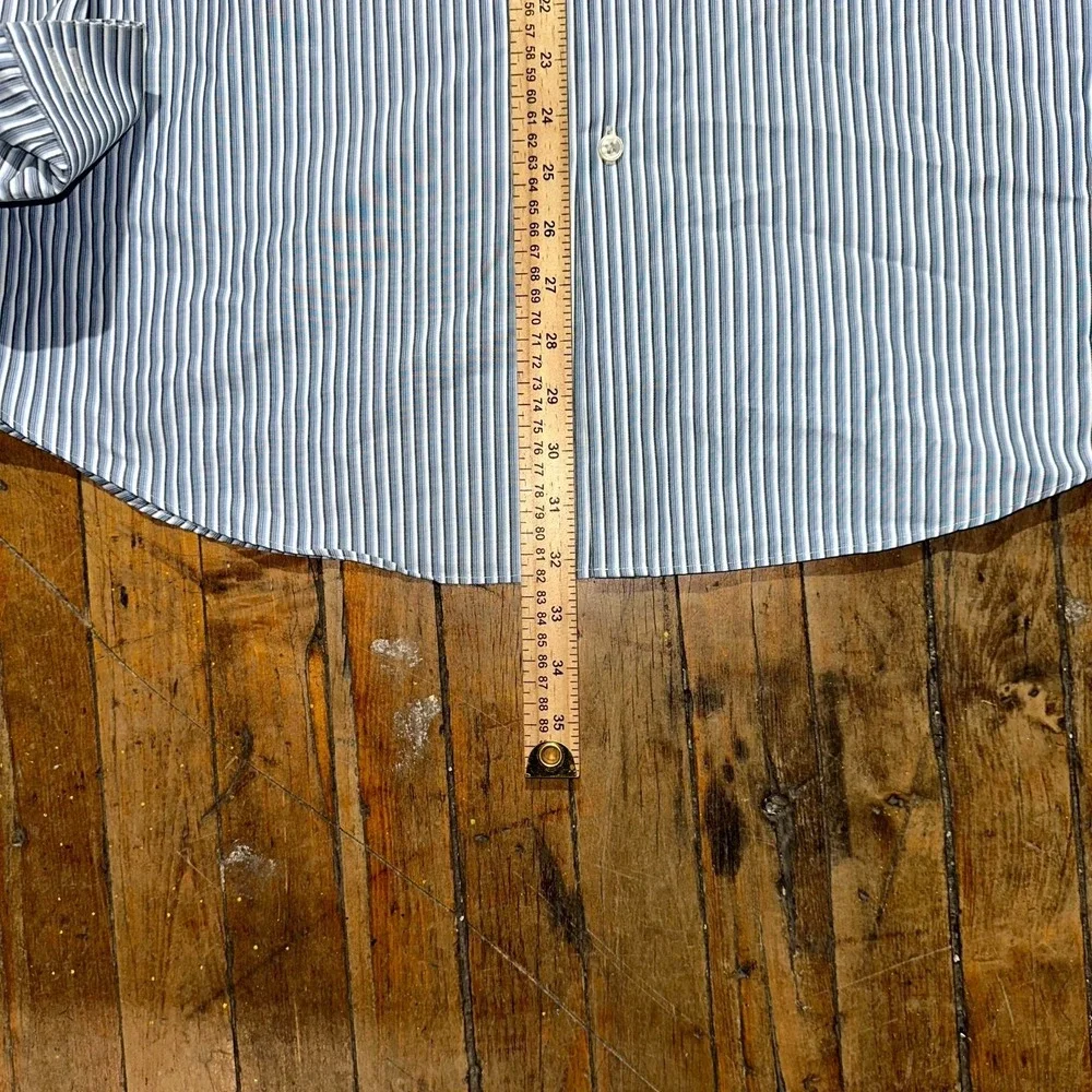 Perry Ellis Portfolio Dress Shirt Mens XL White Striped Long Sleeve Button Down‎